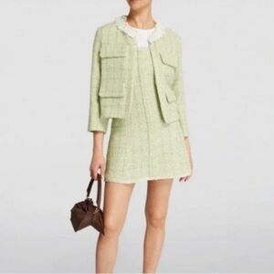House of Harlow 1960 Tweed Green & Gold Mini Dress Size M